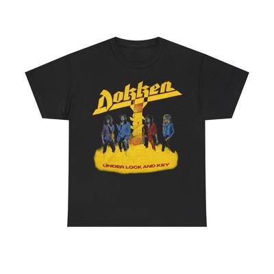 DOKKEN UNDER LOCK AND KEY NEW BLACK  DOUBLE SIDED TEE Unisex T-Shirt