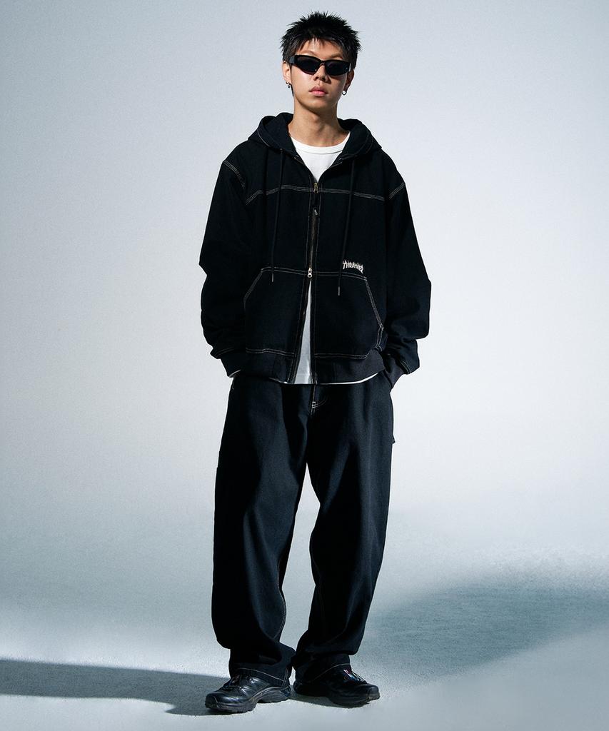 Treasure Flame Stitch Carpenter Pants Black