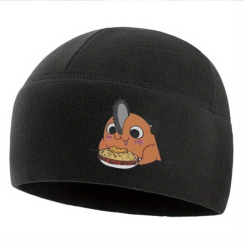 

Cute devil holding a food bowl Unisex Women Unisex Beanie Pullover Cap Winter Thermal Hat Warm Christmas Outdoor Cycling Hiking Ski