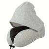 Memory Foam Hooded U-Shaped Travel Pillow with Detachable Cover Portable Neck Support for Airplane Office Nap Car and Home Use