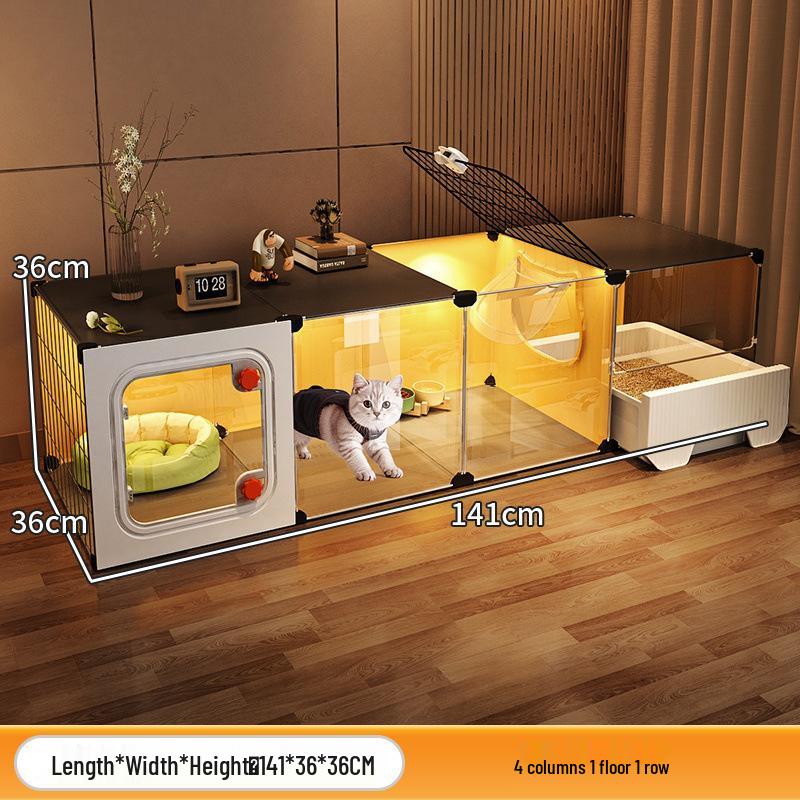 Compact Indoor Cat Villa: Integrated Bed, Toilet, and Play Area - Space-Saving Design for Apartment Living