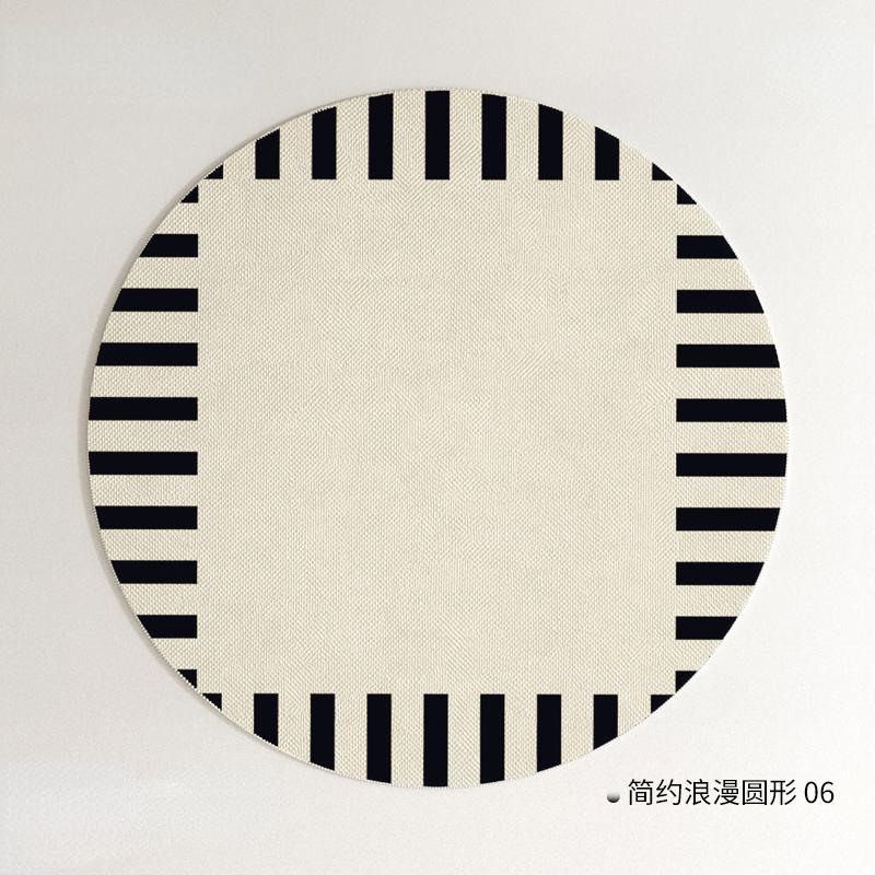 Modern Minimalist Living Room Decoration Stripe Carpet Round Thicken Rug French Style Rugs for Bedroom Home Washable Floor Mat