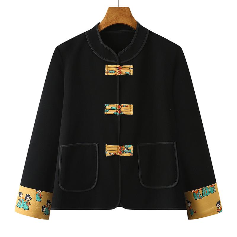 Women's Spring/Autumn Frog Button Short Jacket - Chinese National Style Cardigan