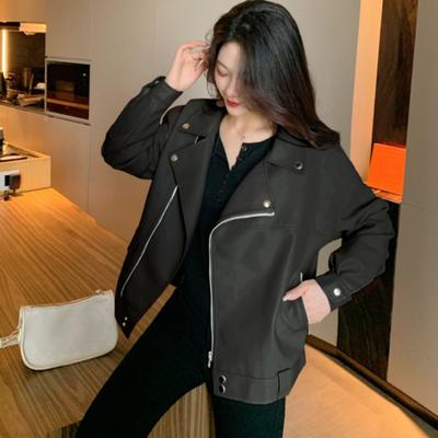 Loose Leather Jacket Women's American Style Small Short Suit Hong Kong Style Motorcycle Leather Jacket Spring New Style