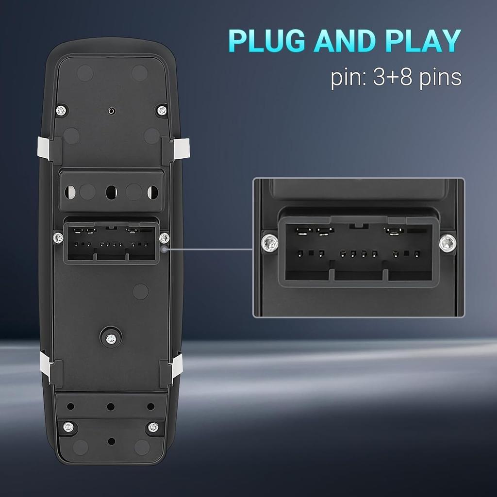Driver Side Power Master Window Switch - Compatible With 2015-2017 Chrysler 200, 2011- Chrysler 300, 2011- Dodge Charger, 2016- Ram 1500 2500 3500,