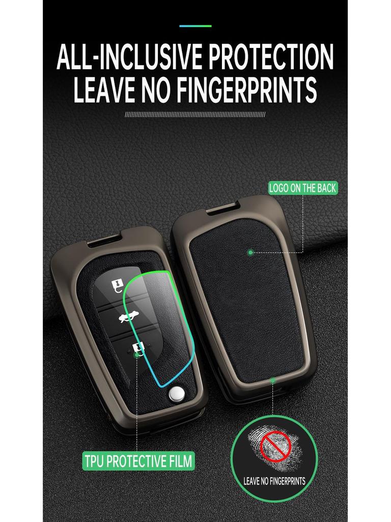Folding Key Case for Toyota Reiz, Corolla, Levin, RAV4, and Highlander - Protective Cover & Buckle