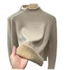 Winter Fleece Thickened Knitted Bottoming Shirt Women's Integrated Fleece Semi-turtleneck Pullover Warm Inner Top