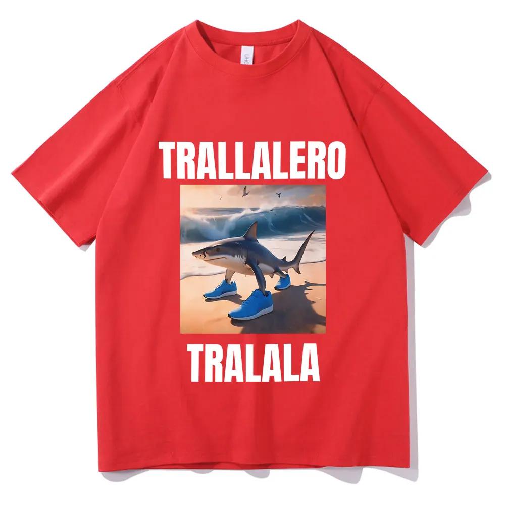 Tralalero Tralala Funny Shark With Shoes Meme T Shirts Summer Unisex Unisexs Humor Oversized Tshirt Unisex Gothic Vintage Tshirt
