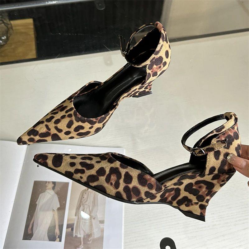 Spring Designer Pointed Toe Women Pumps Wedges High Heels Female Party Prom Slingback Shoes Zapatos De Mujer