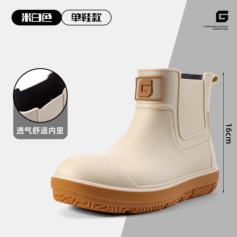 

Новые непромокаемые ботинки мужские короткие модные нескользящие водонепроницаемые рабочие поварские туфли для воды бархатные износостойкие резиновые сапоги на толстой подошве 44