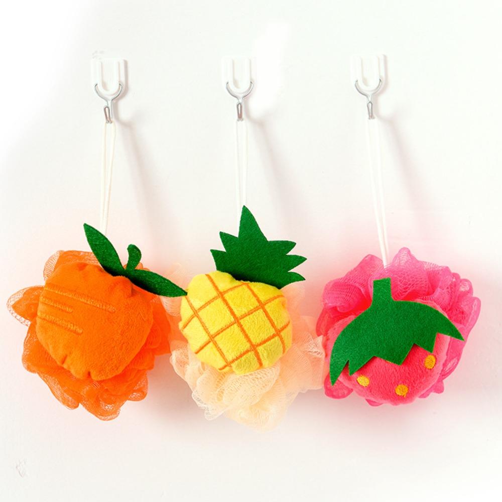 Colorful Fruit Shower Ball Mesh Cartoon Scrubber Ball Fruit Shape Bath Sponge  Body Skin Care