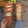 2025 New Summer European & American Women's Flat Open-Toe Solid Color Sandals