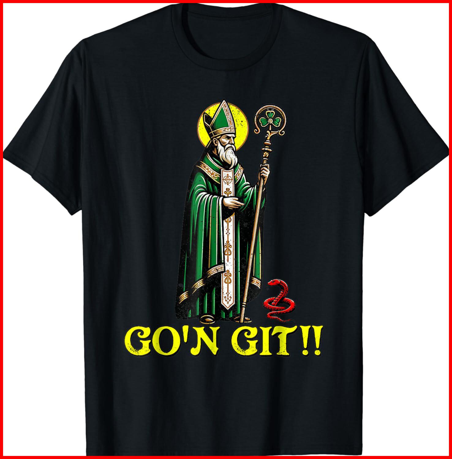 G ON GIT Funny St Patricks Day Shamrock St Patty Party Irish black T-Shirt S-5XL S