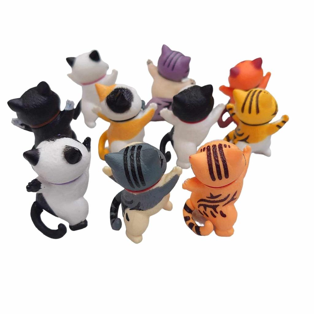 Set of 10 Dancing Cat Beckoning Good Set [BlackCoco] Figurines, Statues, Cats, Fortune, Healing, 10-Piece (Product Code 10)