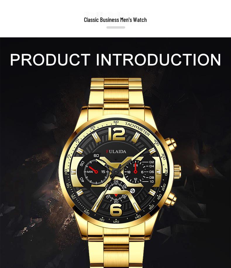 Men's Quartz Wristwatch: Stainless Steel Band, Luminous Hands, Date Display