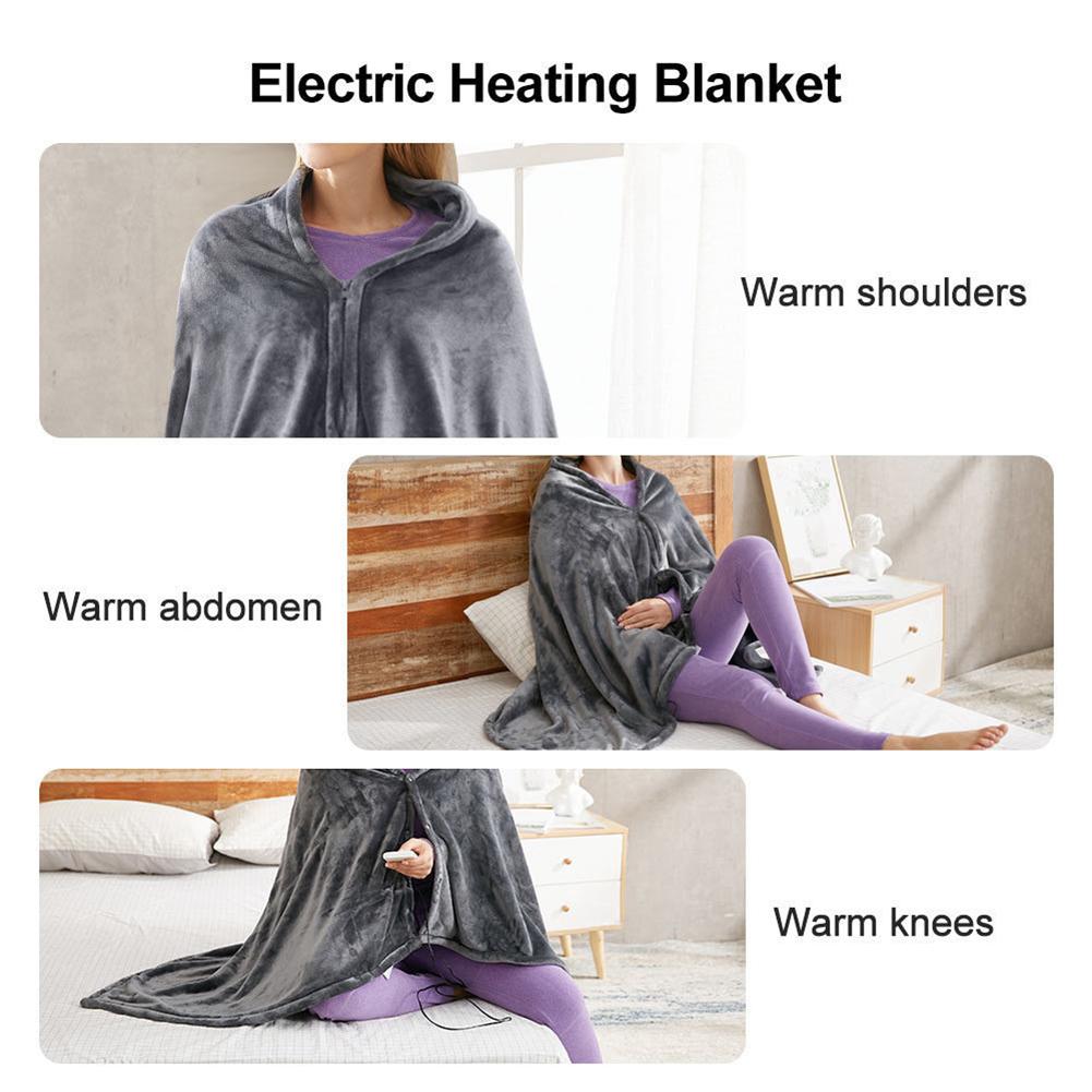 USB Charging Heated Blanket Shawl 3 Heating Level Heated Shawl Throw Blanket Coral Velvet 9 Heated Areas for Outdoor Home Office