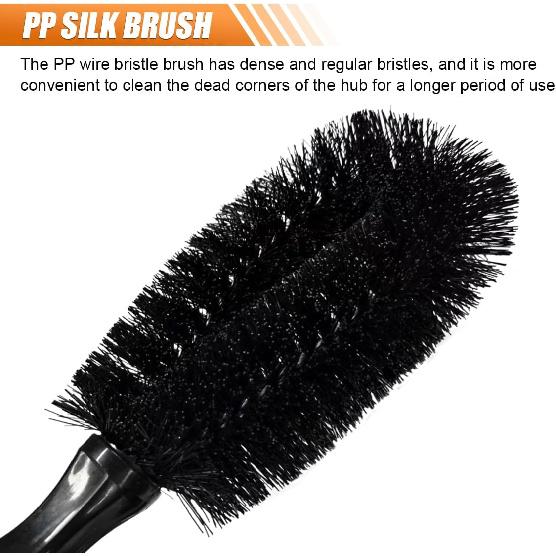 Car Wheel & Tire Wash Brush, Soft Bristle Car Wheel Detailing Cleaning Brush with Short Handle, Multipurpose Vehicle Wheels Rims Scrub Brushes for
