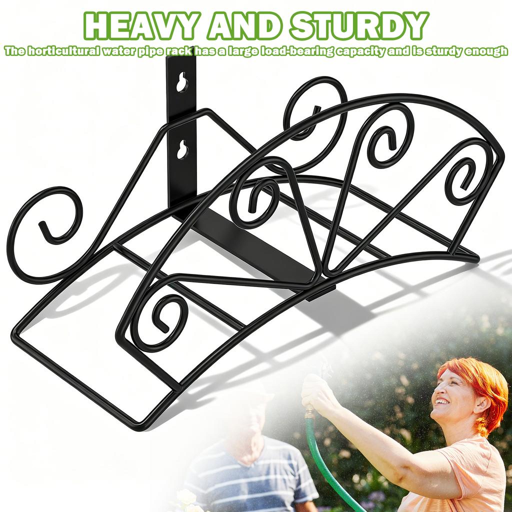 Garden Hose Holder Wall Mount Water Hose Hanger Storage Heavy Duty Metal for Equipment Tools Ropes Outside Organizer Rack