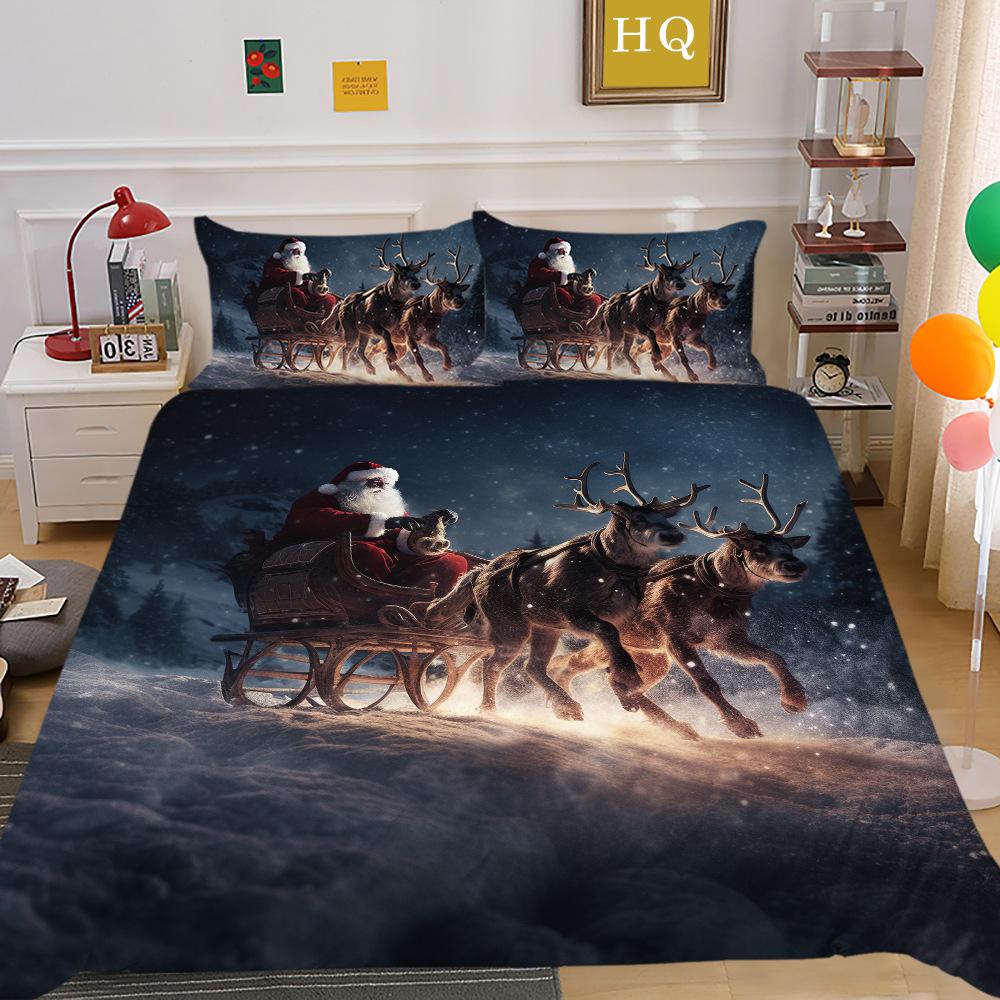 

Полиэстеровая наволочка с 3D-печатью «Рождественская елка», пододеяльник, доступен набор из двух или трех предметов EU Single 135*200