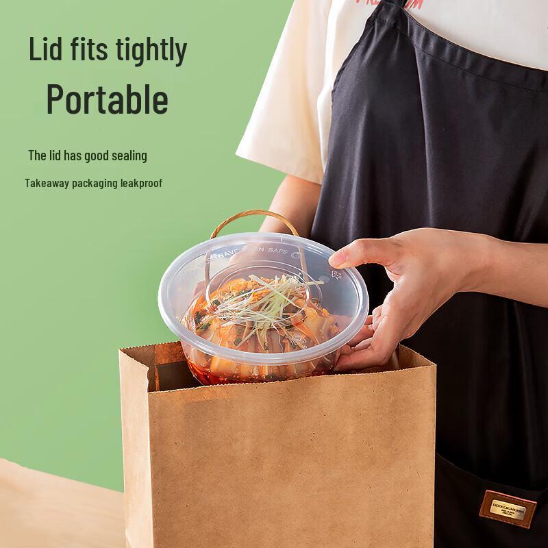 temeiju Disposable Round Plastic Lunch Boxes with Lids