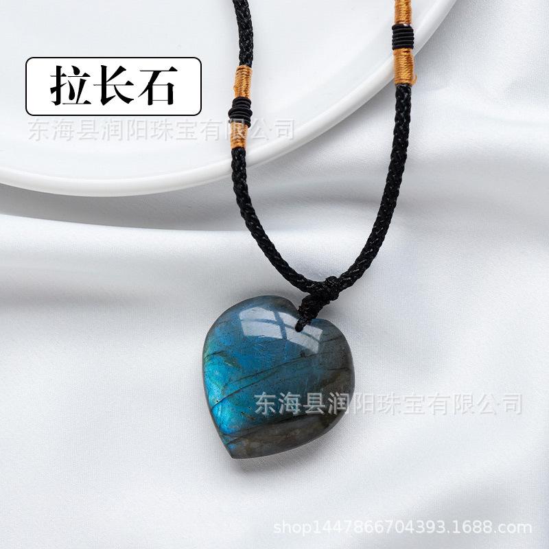 Natürlicher Kristall Liebesanhänger, Achat Halbedelstein 3cm Pfirsichherz Halskette herzförmiger Schmuckanhänger, Fabrikmode