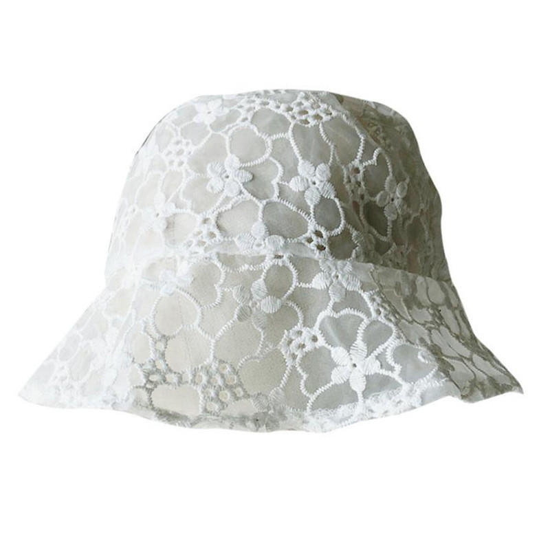 

Women Flower Wide Brim Lace Sun Hat Outdoor Beach Hollow Summer Fisherman Bucket Hat Female Fashion Accessory білий