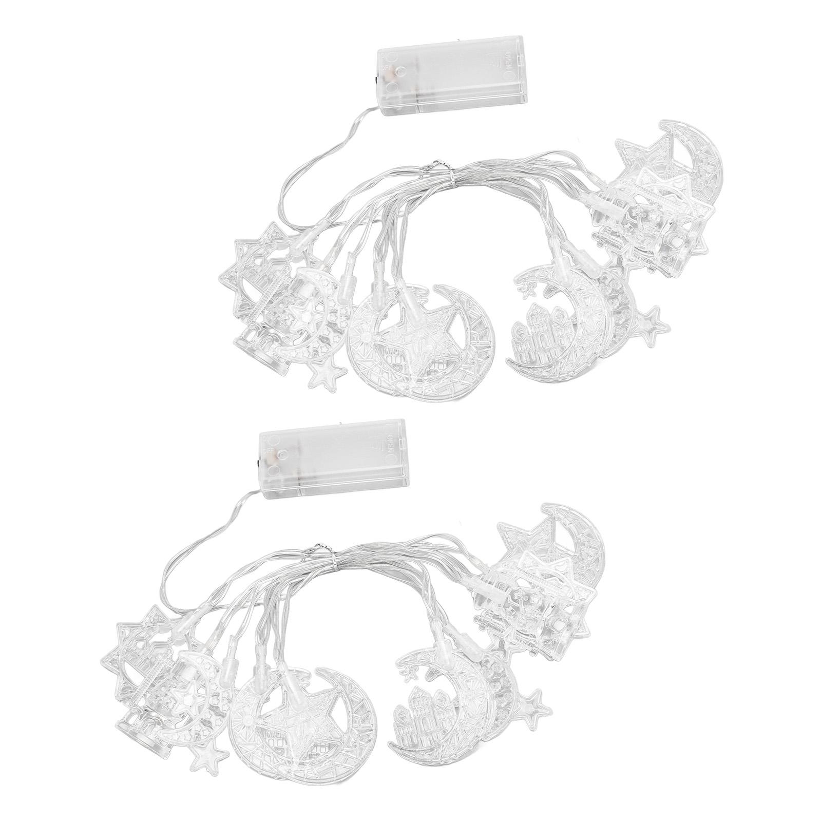 

2 шт. Светодиодные гирлянды Звезда Луна Домашний декор Питание от батарейного блока Водонепроницаемые Украшения для Рамадана