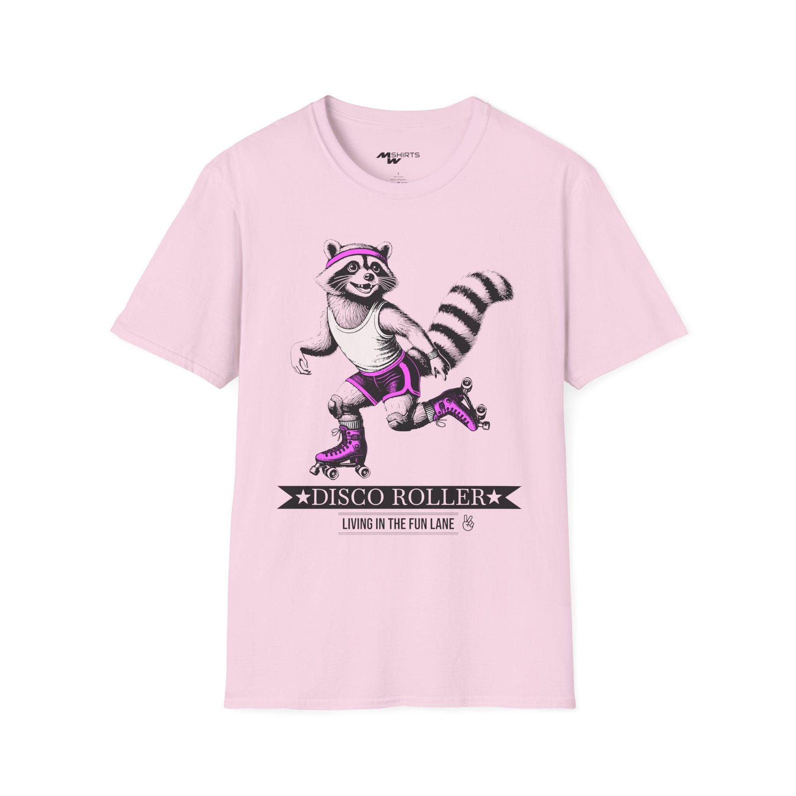 Roller Skater Raccoon Unisex T-Shirt: Disco Roller Engraving 4XL
