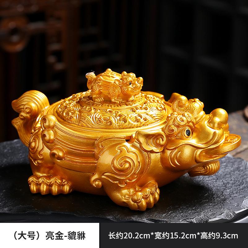 Resin Creative Ashtray Golden Toad with Lid Chinese Style Anti Fly Ash Household Decoration Tea Table Ashtray