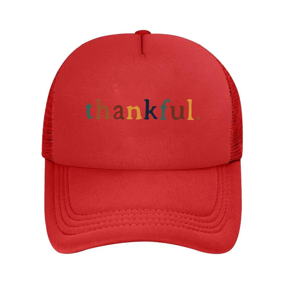 Colorful Thankful Wall Art Sign Mesh Baseball Cap Hip Hop Adjustable