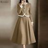 ZANZEA Women Elegant Outfits Long Sleeve Blouse and Skirts Casual Two Piece Suit Sets