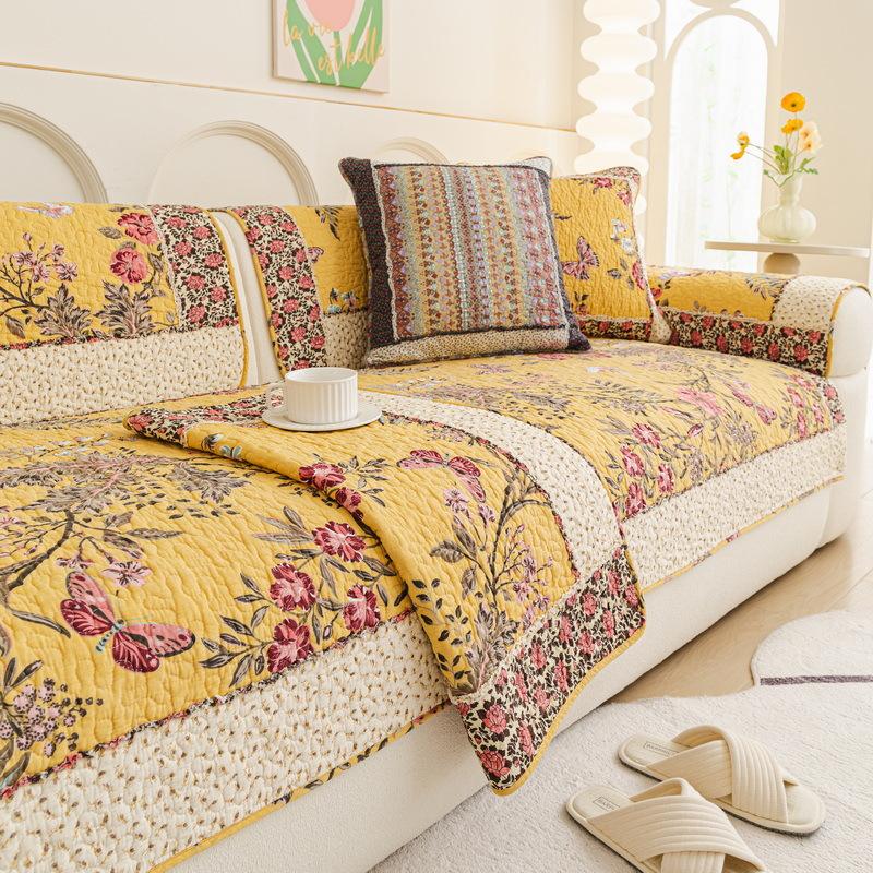 Washed Korean Style Sofa Cushion Rural Anti Slip Sofa Cover All Season Universal Fabric Seat Cushion Fashionable And Versatile