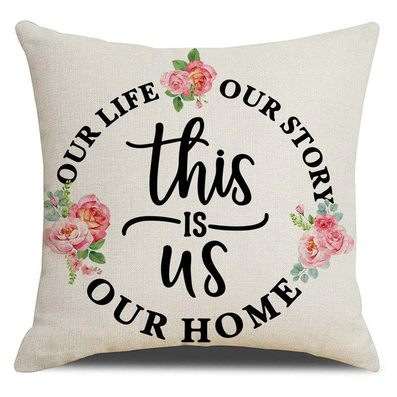 Pillow Case Spring Throw Pillow Case Flower Truck Farm Print Home Decor Cushion Cover Back Cushion