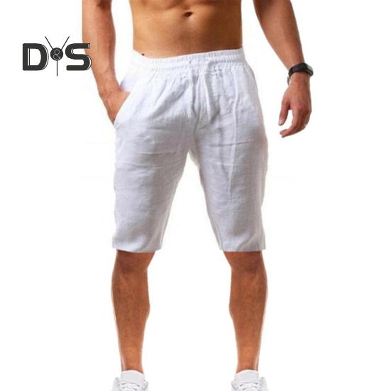 

Повседневные мужские шорты с регулируемым шнурком, однотонные, мягкие, дышащие, с эластичной талией, свободные шорты с 2 боковыми карманами S белый