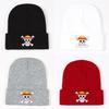 New Cosplay Anime One Piece Skull Knitted Hat Warm Street Dance Beanie Men Women Autumn Winter Hat Black Gray