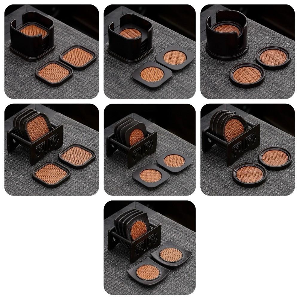 6pcs Anti-scalding Rattan Tea Coaster Set Chinese Style Tea Cup Holder Heat Insulation Mat  Home Use