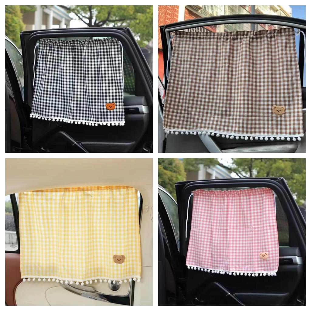 Car Curtains Cartoon Fabric Car Side Window Sunshade Curtain Sun Protection Heat Insulation Blackout Side Guard Accessory