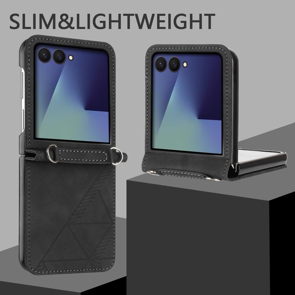 For Samsung Galaxy Z Flip7 5G Case Imprinted Design PU Leather + PC Folding Phone Cover