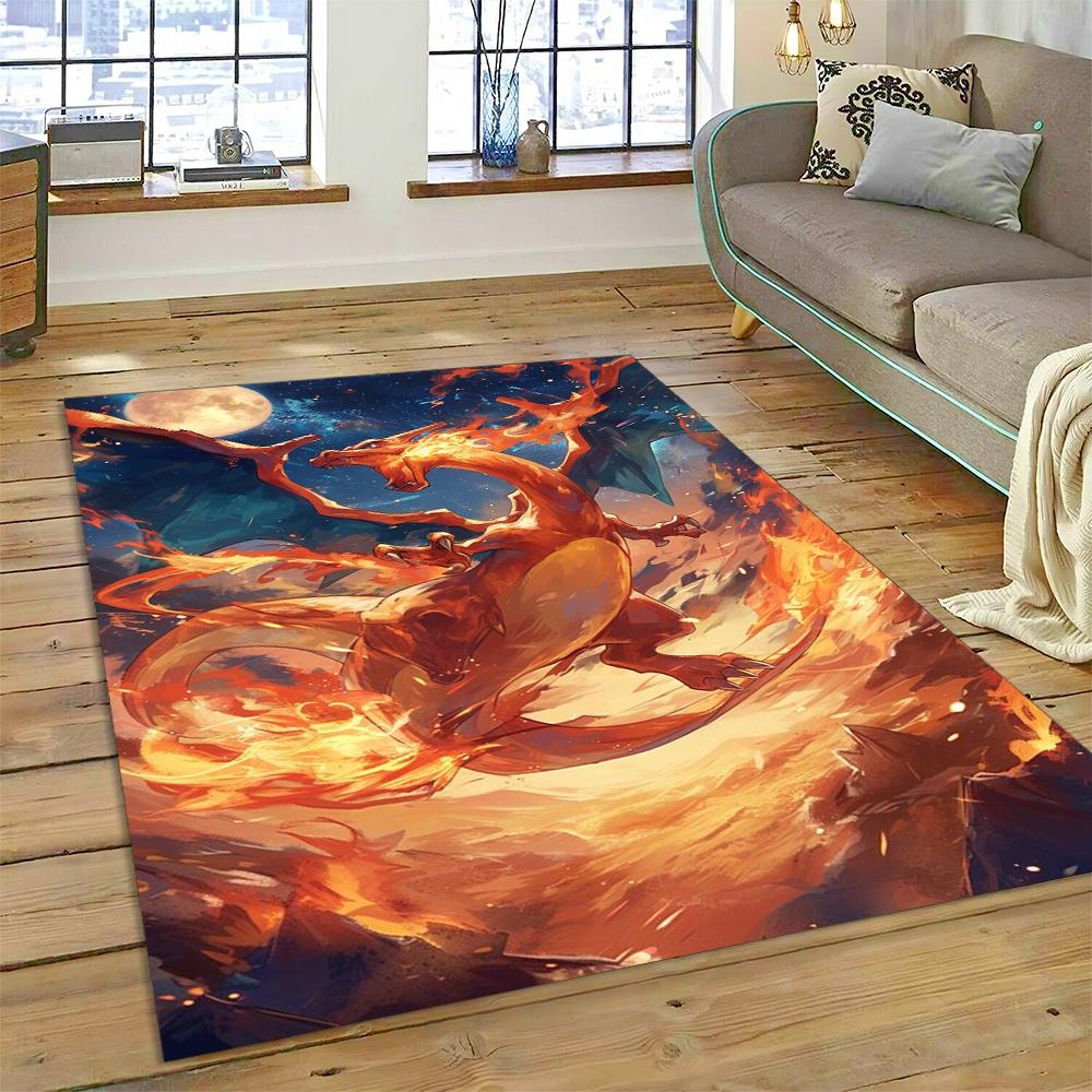 27 Stili Charizard Charmander Pokemon di Fuoco Cartone Animato Dracaufeu Tappeto per Camera da Letto Soggiorno Casa Decorazione Divano, Tappetino