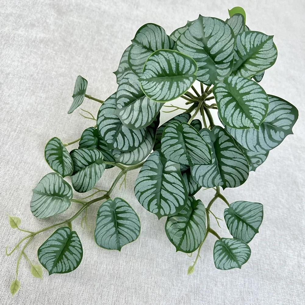 45cm Hanging Vines Artificial Plants Fake Wall Vines Indoor Long Monstera Leafs Hanging Rattan Green Ivy For Room Garden Decor