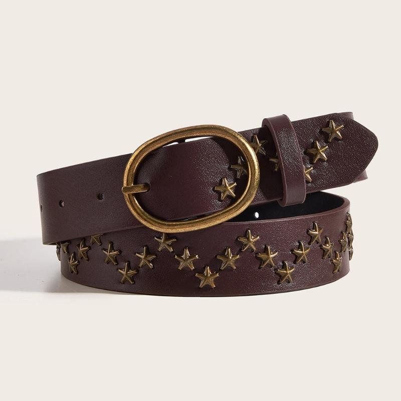Punk Style Waistband Star Studded Pu Leather Belt Korean Version Jeans Sash Fashionable Decorative Pants Belt