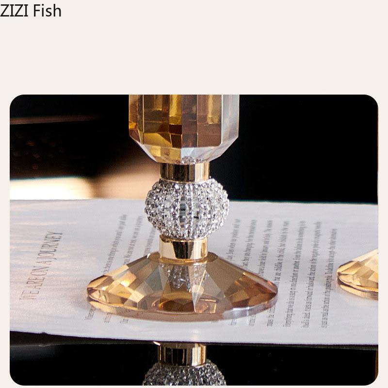 Transparent Amber Color Glass Candle Holder Creative Romantic Candlestick Desk Decoration Wax Melt Burner Home Aroma Container