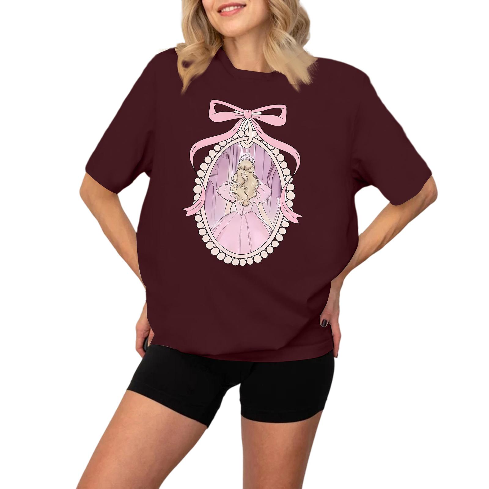 

Женская модная и повседневная футболка с длинным рукавом и принтом, с коротким рукавом XXL винный