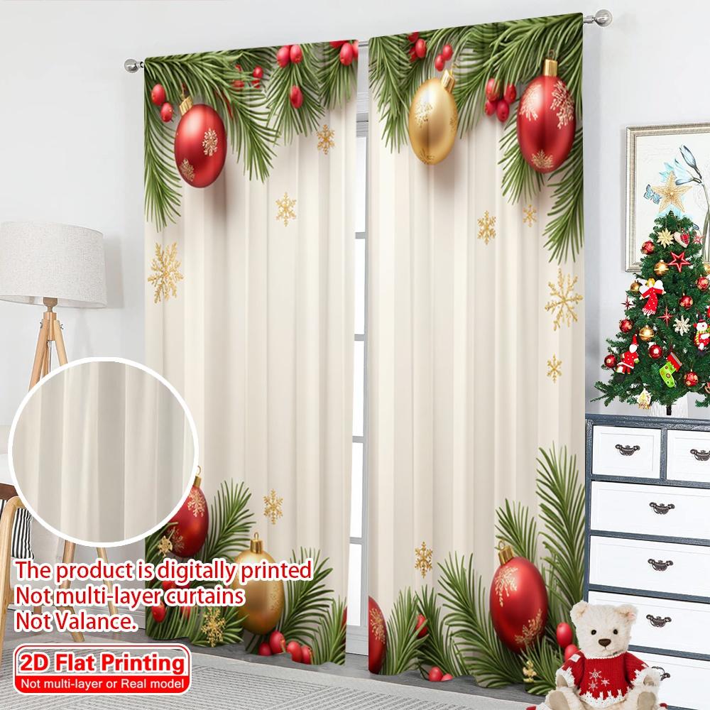 2pcs 2D Flat Printing Merry Christmas Popular Drapes Christmas Ornaments Festive Holiday 100% Polyester Without Electricity