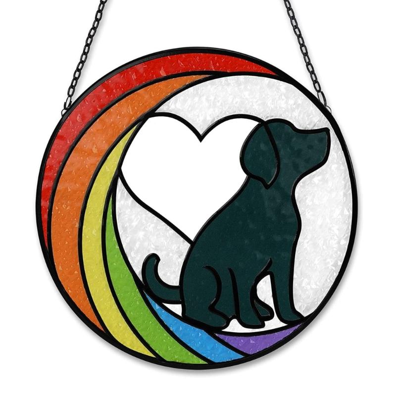 Heartwarming Dog Loss Sympathy Gift Unique Stained Glass Window Hanging Sun Catchers Pet Remembrances for Devote Dogs