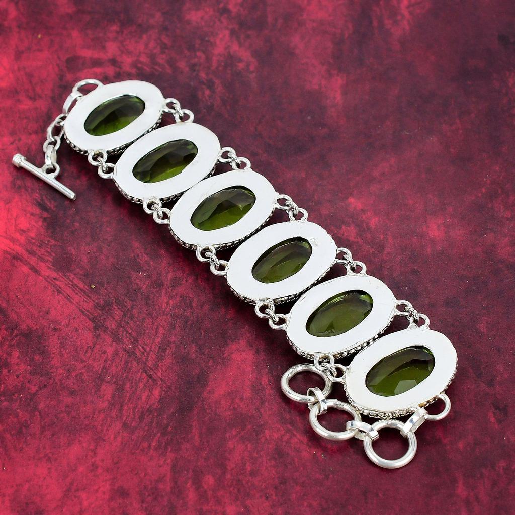 Biżuteria z kamieni szlachetnych Peridot, Bransoletka ze srebra próby 925, Ręcznie robiona piękna biżuteria z Peridot na prezent na Święto Dziękczynienia