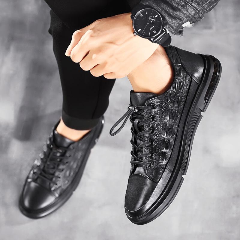 Men s Summer 2025 Elastic Band Soft Sole Sports Shoes - Youthful Black Crocodile Pattern 41