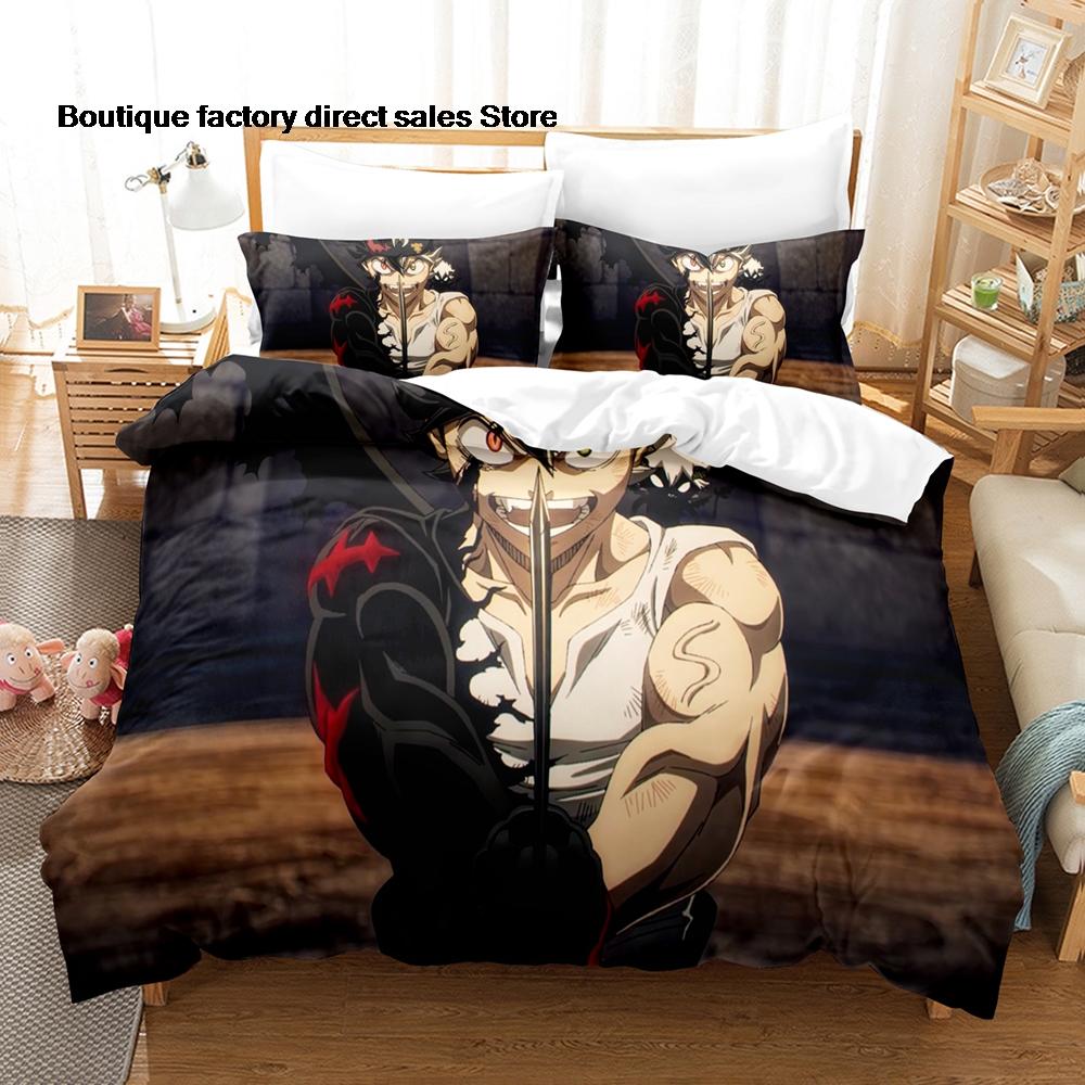 Anime Black Clover Asta Bedding Set 3D Printed Duvet Cover Pillowcase For Otaku Bedroom Home Textile Twin Full Queen King Size