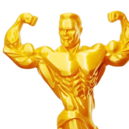 3D Printed Muscle Man Figurine Funny Golden Bodybuilding Man Figure Collectible Muscular Male Desktop Sculpture for Fitness Men