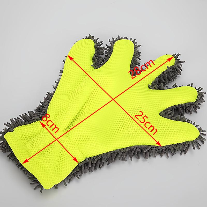 Car Wash Gloves 1 2 Pack with Microfiber Wiping Sponge Reusable Cleaning Tools for Car Truck Garage Use